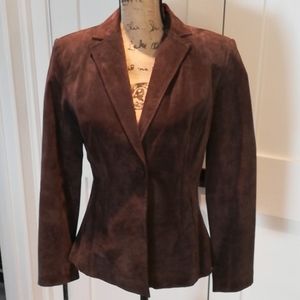 Chocolate Brown Suede Fitted Jacket - Never Worn